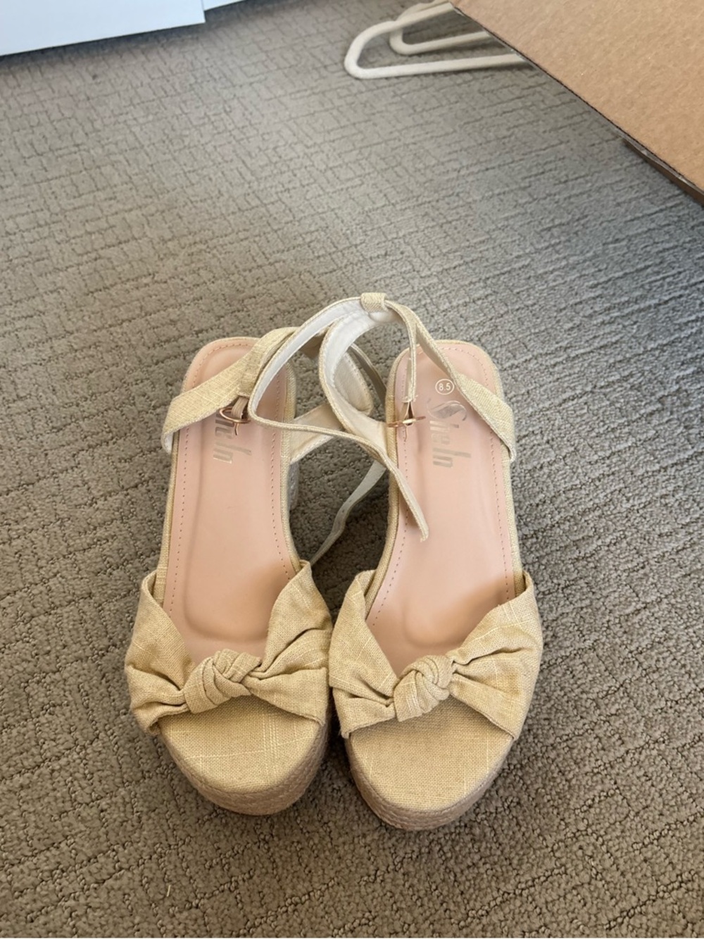 Women’s Beige Knot Front Wedge Sandals